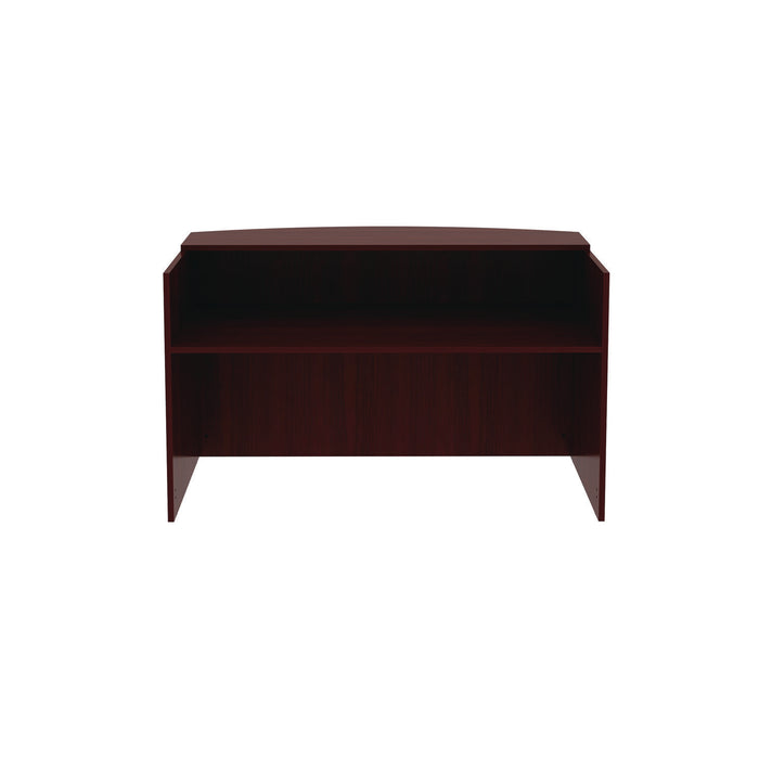 Alera Valencia Series Reception Desk with Transaction Counter, 71" x 35.5" x 29.5" to 42.5", Mahogany