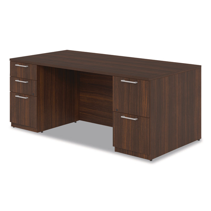 Alera Seville Series Double Pedestal Desk, 72" x 36" x 29", Mahogany