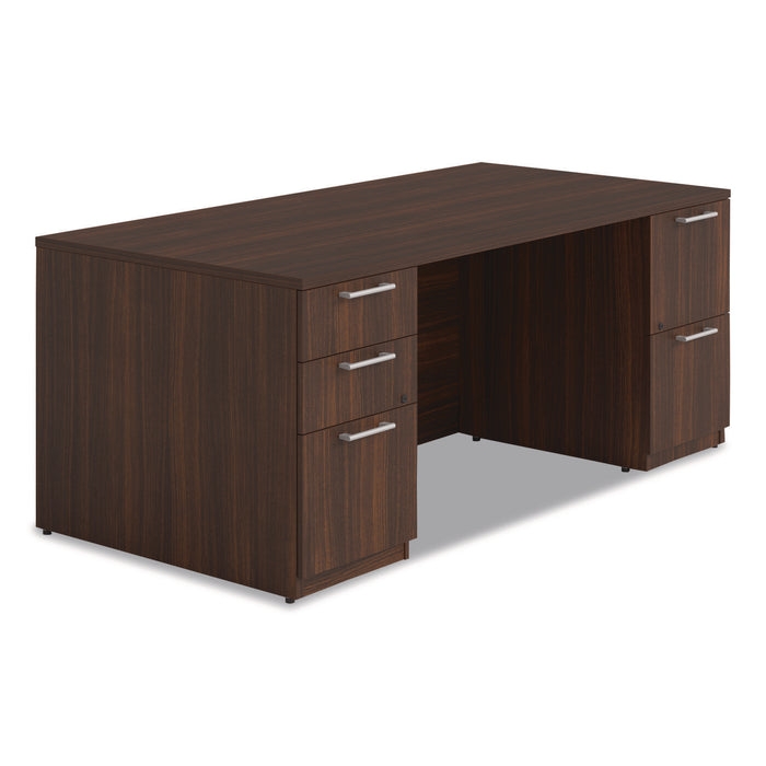 Alera Seville Series Double Pedestal Desk, 72" x 36" x 29", Mahogany