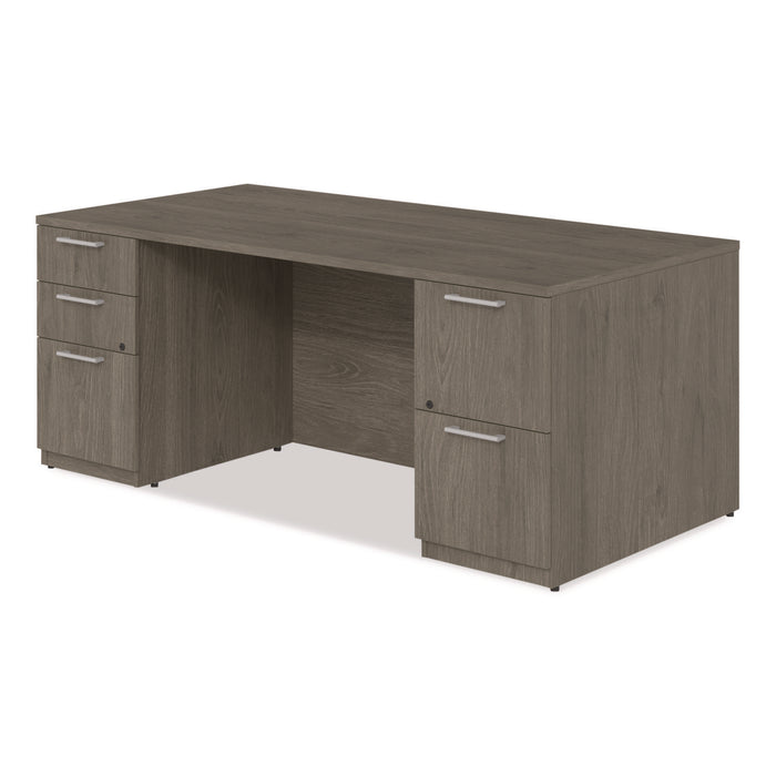 Alera Seville Series Double Pedestal Desk, 72" x 36" x 29", Walnut