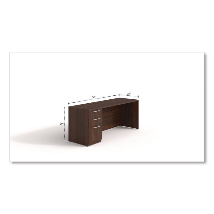 Alera Seville Series Credenza with Pedestal, Left Pedestal, 72w x 24d x 29h, Mahogany