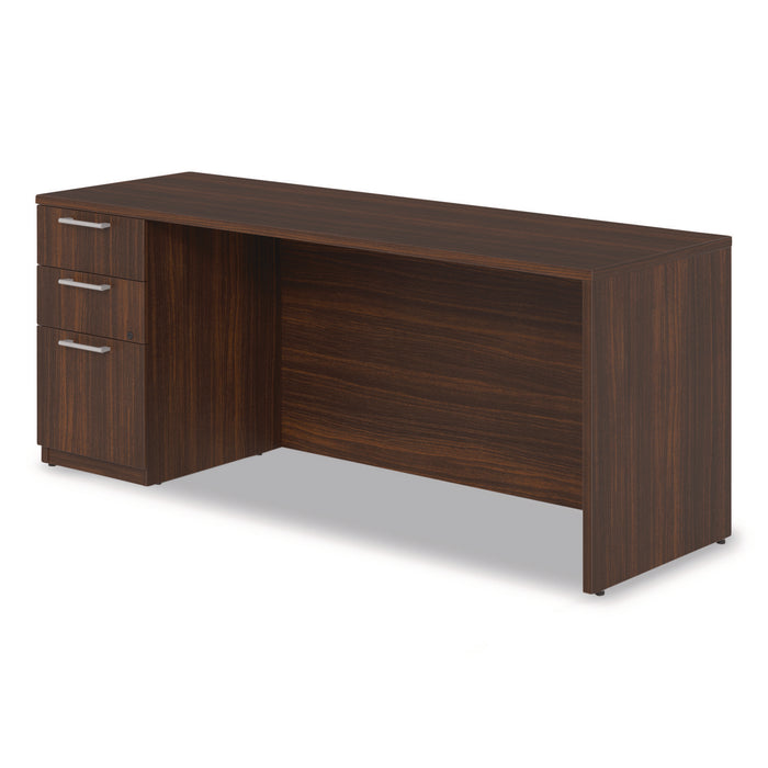 Alera Seville Series Credenza with Pedestal, Left Pedestal, 72w x 24d x 29h, Mahogany