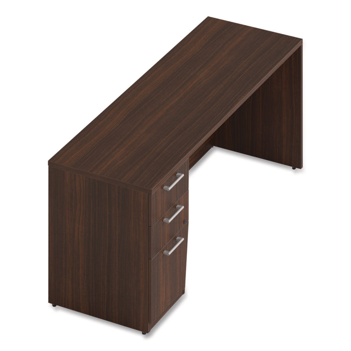 Alera Seville Series Credenza with Pedestal, Left Pedestal, 72w x 24d x 29h, Mahogany