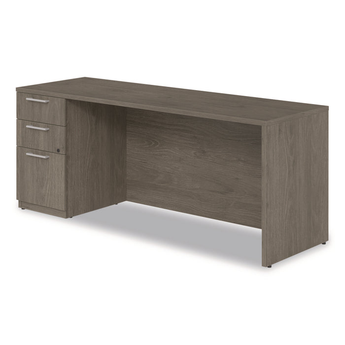 Alera Seville Series Credenza with Pedestal, Left Pedestal, 72w x 24d x 29h, Walnut