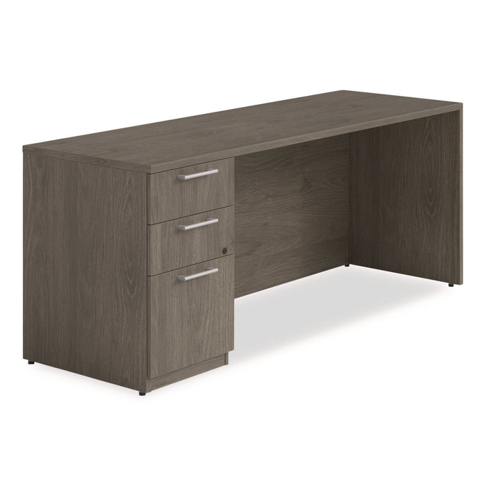 Alera Seville Series Credenza with Pedestal, Left Pedestal, 72w x 24d x 29h, Walnut