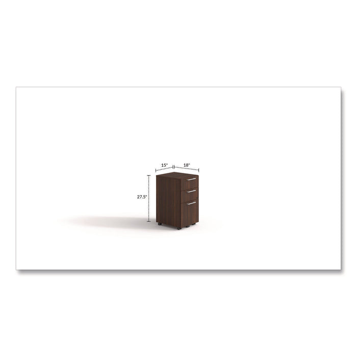 Alera Seville Series Mobile Pedestal, Left/Right, 3-Drawer: Box/Box/File, Legal, Mahogany, 15" x 18" x 27"