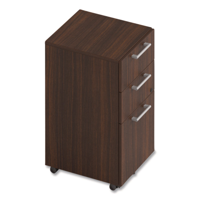 Alera Seville Series Mobile Pedestal, Left/Right, 3-Drawer: Box/Box/File, Legal, Mahogany, 15" x 18" x 27"