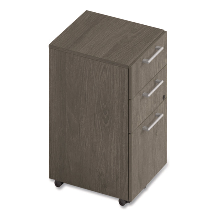 Alera Seville Series Mobile Pedestal, Left/Right, 3-Drawer: Box/Box/File, Legal, Walnut, 15" x 18" x 27"