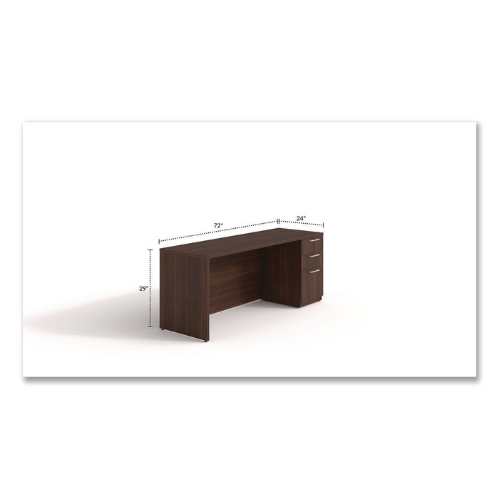 Alera Seville Series Credenza with Pedestal, Right Pedestal, 72w x 24d x 29h, Mahogany