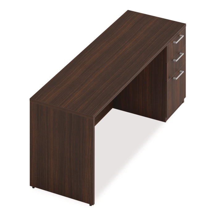 Alera Seville Series Credenza with Pedestal, Right Pedestal, 72w x 24d x 29h, Mahogany