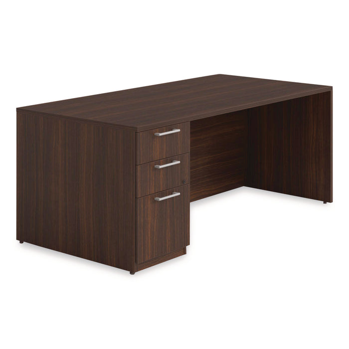 Alera Seville Series Single Pedestal Desk, Left Pedestal, 72" x 36" x 29", Mahogany