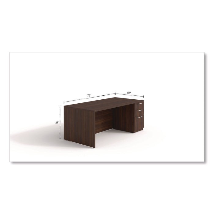 Alera Seville Series Single Pedestal Desk, Right Pedestal, 72" x 36" x 29", Mahogany