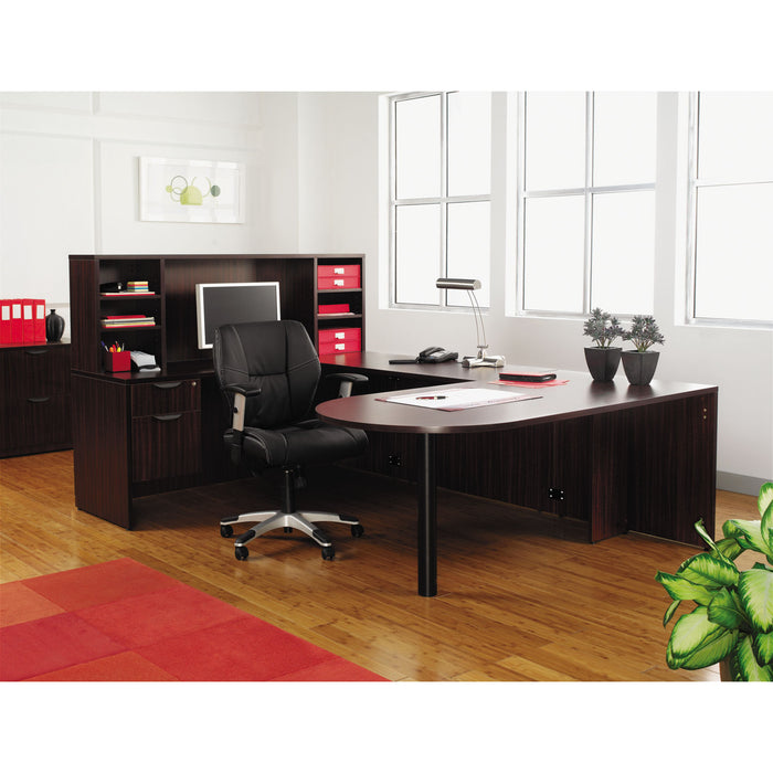 Alera Valencia Series D-Top Desk, 71" x 35.5" x 29.63", Mahogany