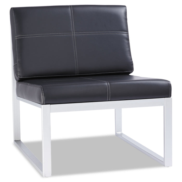 Alera Ispara Series Armless Chair, 26.57" x 30.71" x 31.1", Black Seat, Black Back, Silver Base