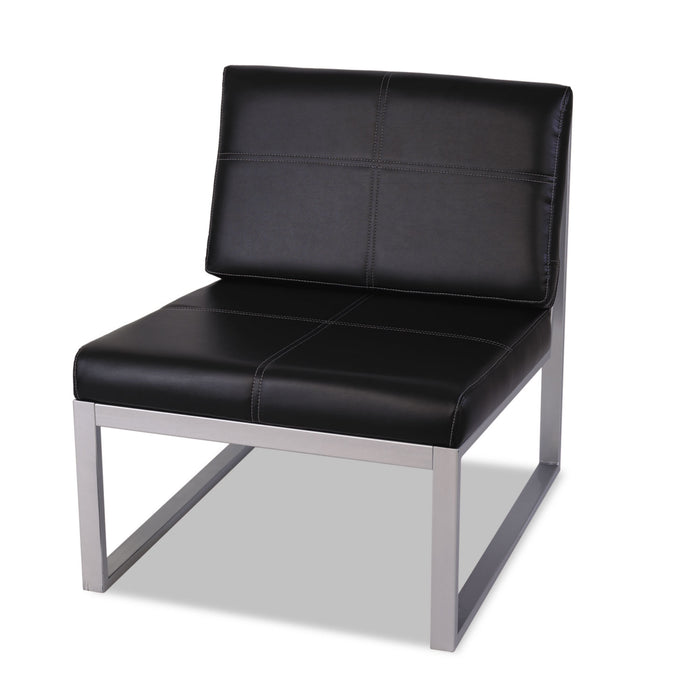 Alera Ispara Series Armless Chair, 26.57" x 30.71" x 31.1", Black Seat, Black Back, Silver Base