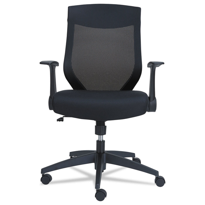 Alera EB-K Series Synchro Mid-Back Flip-Arm Mesh Chair, Supports Up to 275 lb, 18.5“ to 22.04" Seat Height, Black