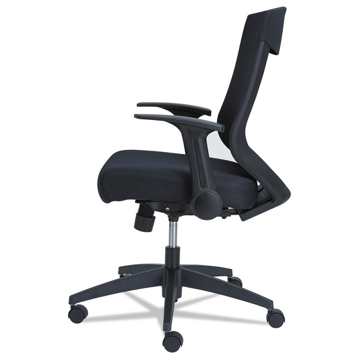 Alera EB-K Series Synchro Mid-Back Flip-Arm Mesh Chair, Supports Up to 275 lb, 18.5“ to 22.04" Seat Height, Black