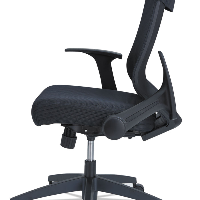 Alera EB-K Series Synchro Mid-Back Flip-Arm Mesh Chair, Supports Up to 275 lb, 18.5“ to 22.04" Seat Height, Black