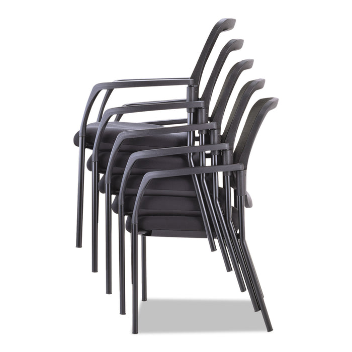 Alera Elusion Series Mesh Back Stacking Guest Chair, 26" x 25.6" x 36.2", Black Seat, Black Back, Black Base