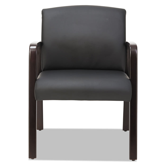 Alera Reception Lounge WL Series Guest Chair, 24.21" x 24.8" x 32.67", Black Seat, Black Back, Espresso Base