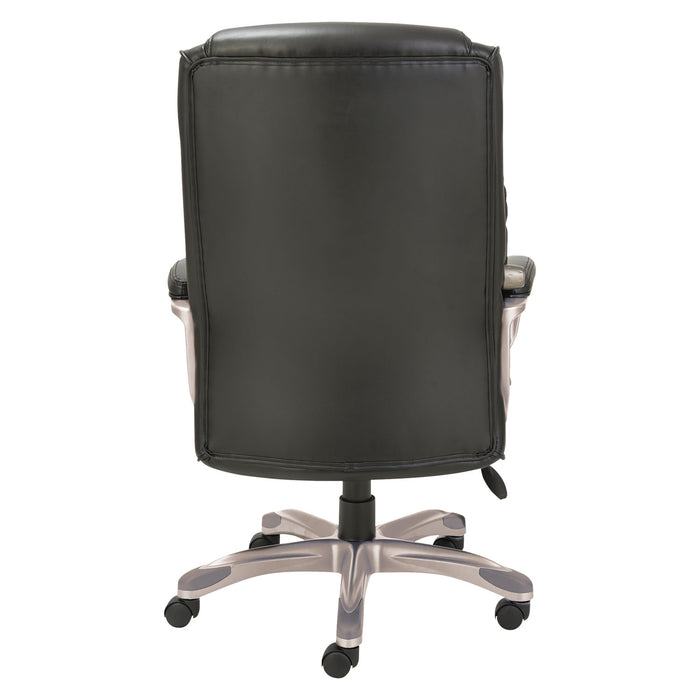 Alera Veon Series Executive High-Back Bonded Leather Chair, Supports Up to 275 lb, Black Seat/Back, Graphite Base