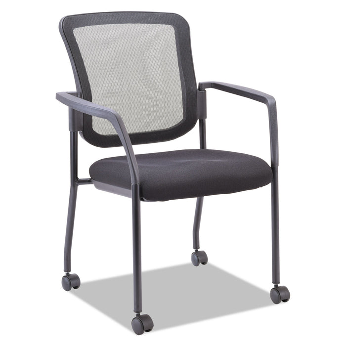 Alera Elusion Series Mesh Back Stacking Guest Chair, 26" x 25.6" x 36.2", Black Seat, Black Back, Black Base