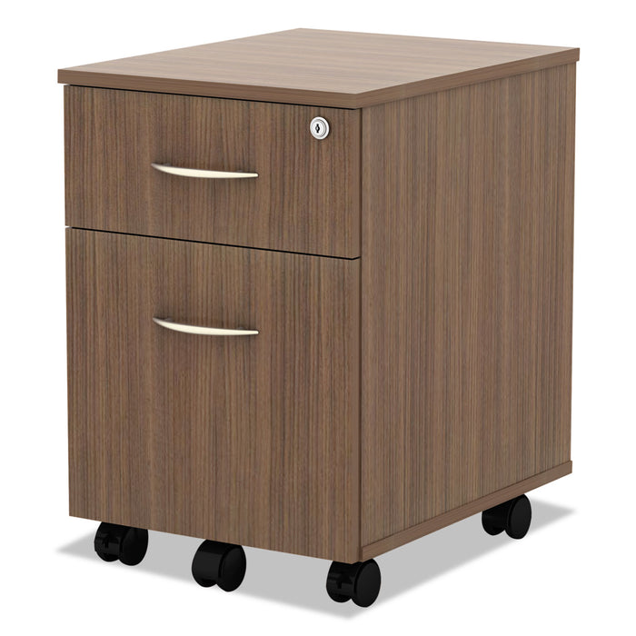 Alera Valencia Series Mobile Pedestal, Left/Right, 2-Drawers: Box/File, Legal/Letter, Modern Walnut, 15.88" x 19.13" x 22.88"