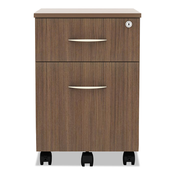 Alera Valencia Series Mobile Pedestal, Left/Right, 2-Drawers: Box/File, Legal/Letter, Modern Walnut, 15.88" x 19.13" x 22.88"