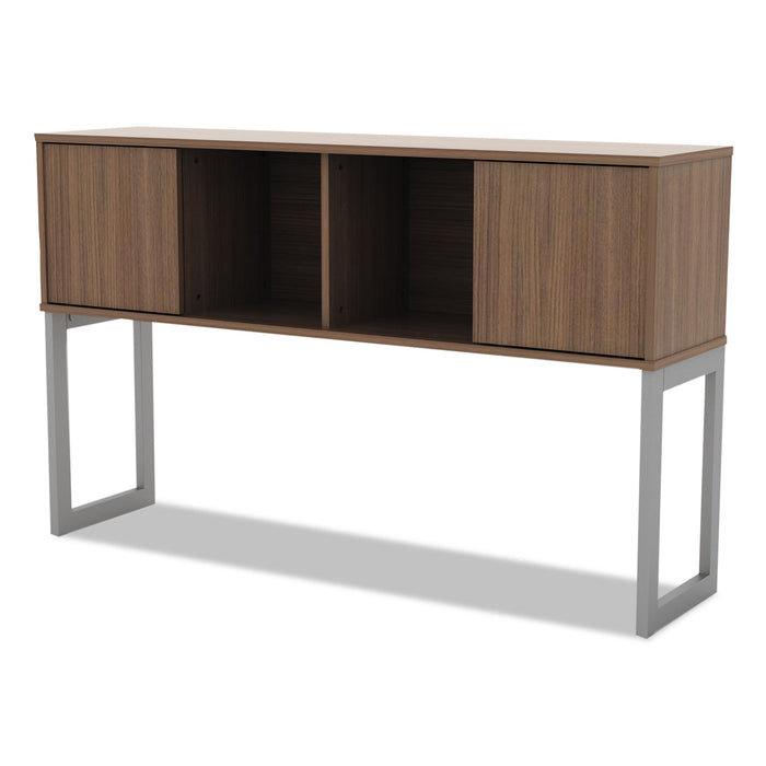 Alera Open Office Desk Series Hutch, 59w x 15d x 36.38h, Modern Walnut