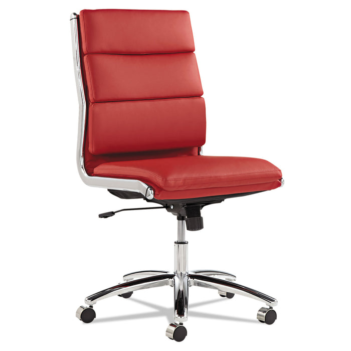 Alera Neratoli Mid-Back Slim Profile Chair, Faux Leather, Supports Up to 275 lb, Red Seat/Back, Chrome Base