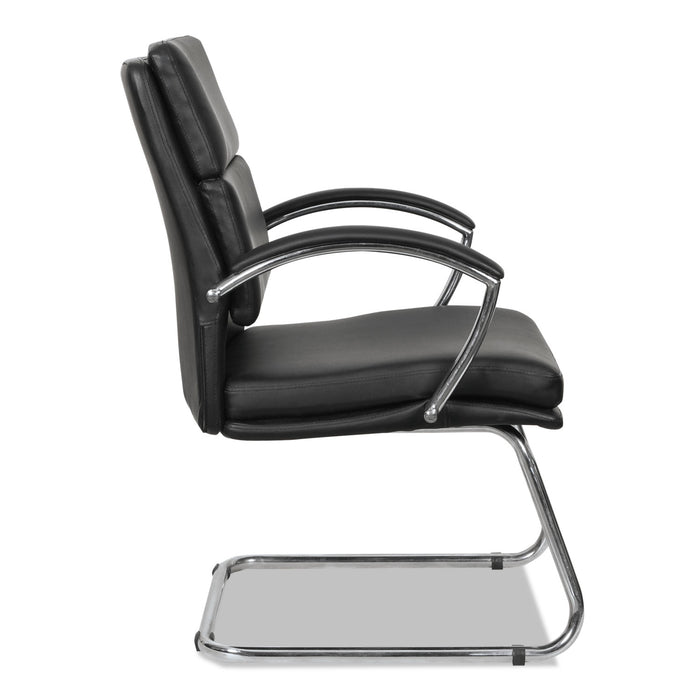 Alera Neratoli Slim Profile Stain-Resistant Faux Leather Guest Chair, 23.81" x 27.16" x 36.61", Black Seat/Back, Chrome Base