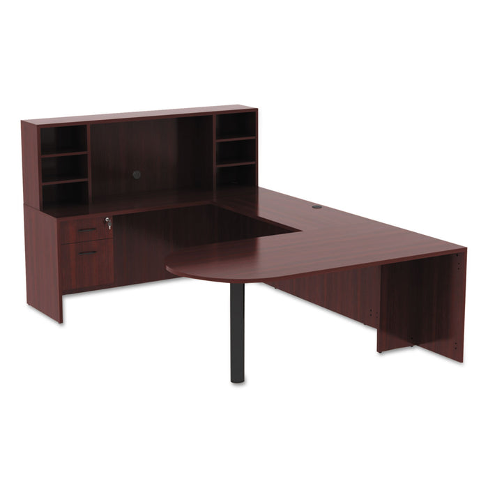 Alera Valencia Series D-Top Desk, 71" x 35.5" x 29.63", Mahogany