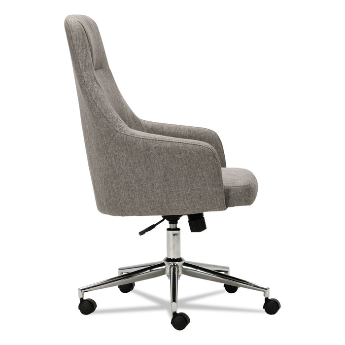 Alera Captain Series High-Back Chair, Supports Up to 275 lb, 17.1" to 20.1" Seat Height, Gray Tweed Seat/Back, Chrome Base