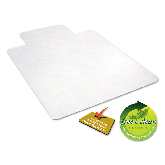 All Day Use Non-Studded Chair Mat for Hard Floors, 36 x 48, Lipped, Clear