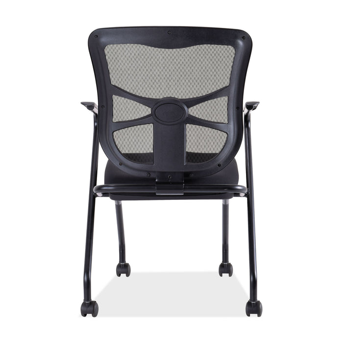 Alera Elusion Mesh Nesting Chairs with Padded Arms, Supports Up to 275 lb, 18.11" Seat Height, Black, 2/Carton