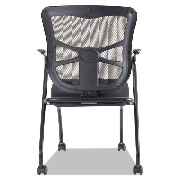 Alera Elusion Mesh Nesting Chairs with Padded Arms, Supports Up to 275 lb, 18.11" Seat Height, Black, 2/Carton