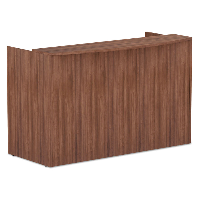 Alera Valencia Series Reception Desk with Transaction Counter, 71" x 35.5" x 42.5", Modern Walnut