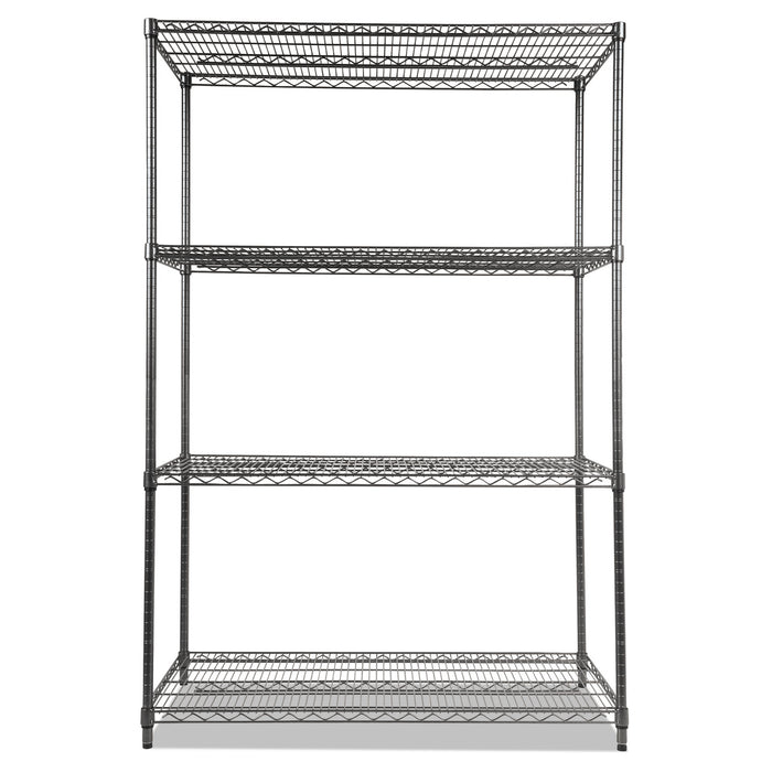 Wire Shelving Starter Kit, Four-Shelf, 48w x 24d x 72h, Black Anthracite