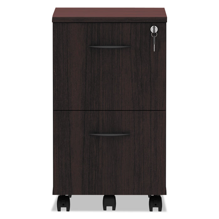 Alera Valencia Series Mobile Pedestal, Left or Right, 2 Legal/Letter-Size File Drawers, Mahogany, 15.38" x 20" x 26.63"