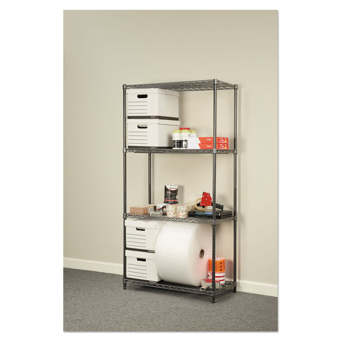 Wire Shelving Starter Kit, Four-Shelf, 36w x 18d x 72h, Black Anthracite