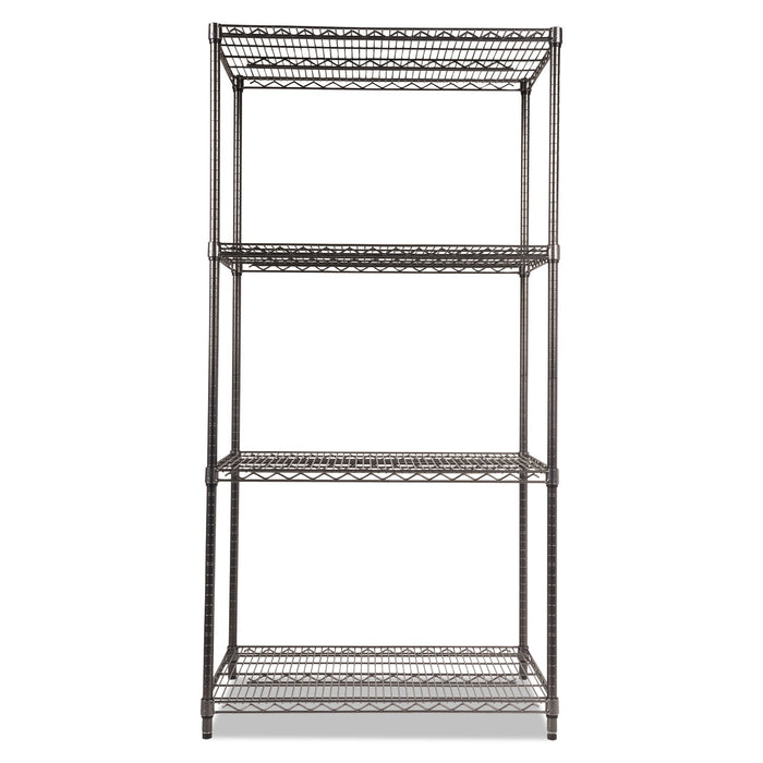 Wire Shelving Starter Kit, Four-Shelf, 36w x 24d x 72h, Black Anthracite