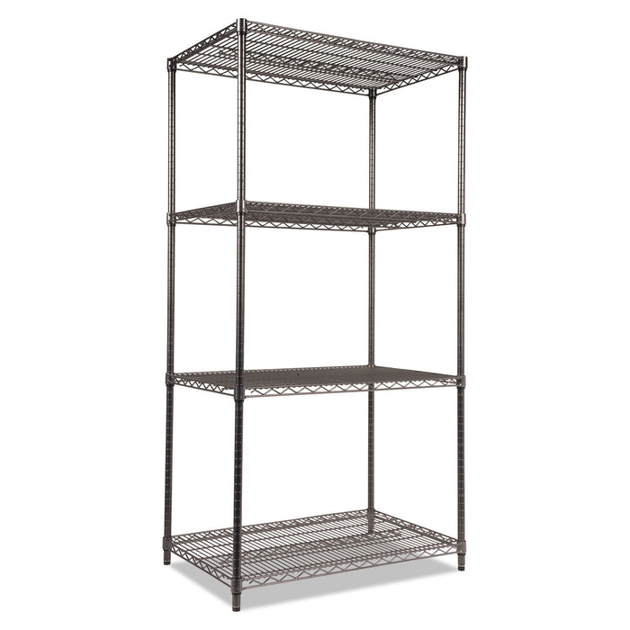 Wire Shelving Starter Kit, Four-Shelf, 36w x 24d x 72h, Black Anthracite