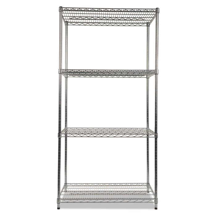 NSF Certified Industrial Four-Shelf Wire Shelving Kit, 36w x 24d x 72h, Silver