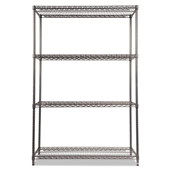 Wire Shelving Starter Kit, Four-Shelf, 48w x 18d x 72h, Black Anthracite