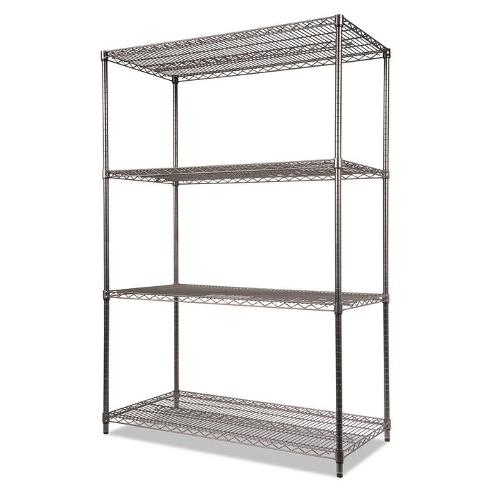 Wire Shelving Starter Kit, Four-Shelf, 48w x 24d x 72h, Black Anthracite