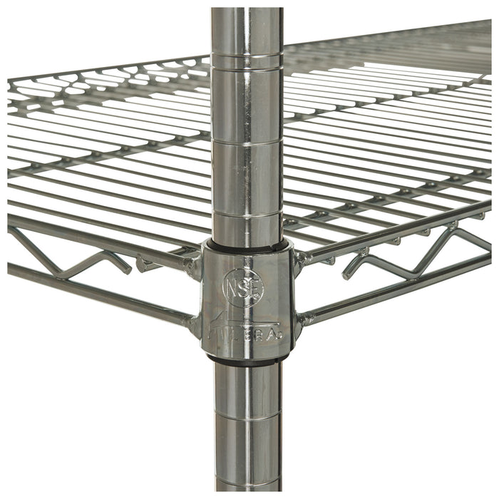 NSF Certified Industrial Four-Shelf Wire Shelving Kit, 48w x 18d x 72h, Silver