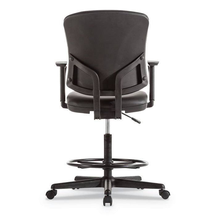 Alera Everyday Task Stool, Bonded Leather Seat/Back, Supports Up to 275 lb, 20.9" to 29.6" Seat Height, Black