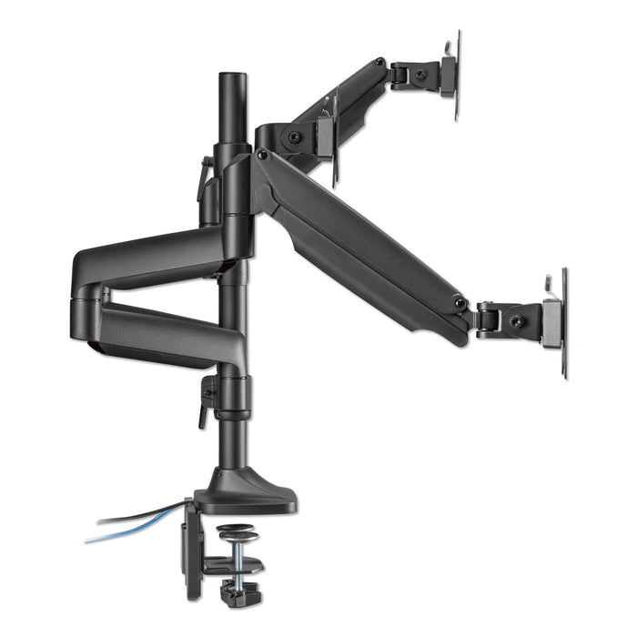 AdaptivErgo Triple Arm with USB for 32" Monitors, 360 deg Rotation, +90/-90 deg Tilt, 90 deg Pan, Black, Supports 15.4 lb