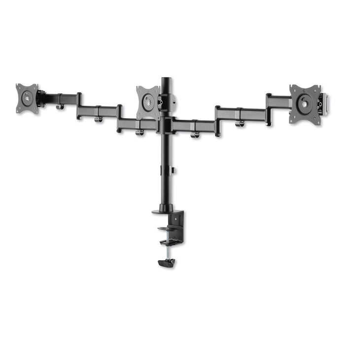 AdaptivErgo Pole-Mount Triple Arm for 27" Monitors, 360 deg Rotation, +45/-45 deg Tilt, 45 deg Pan, Black, Supports 17.6 lb