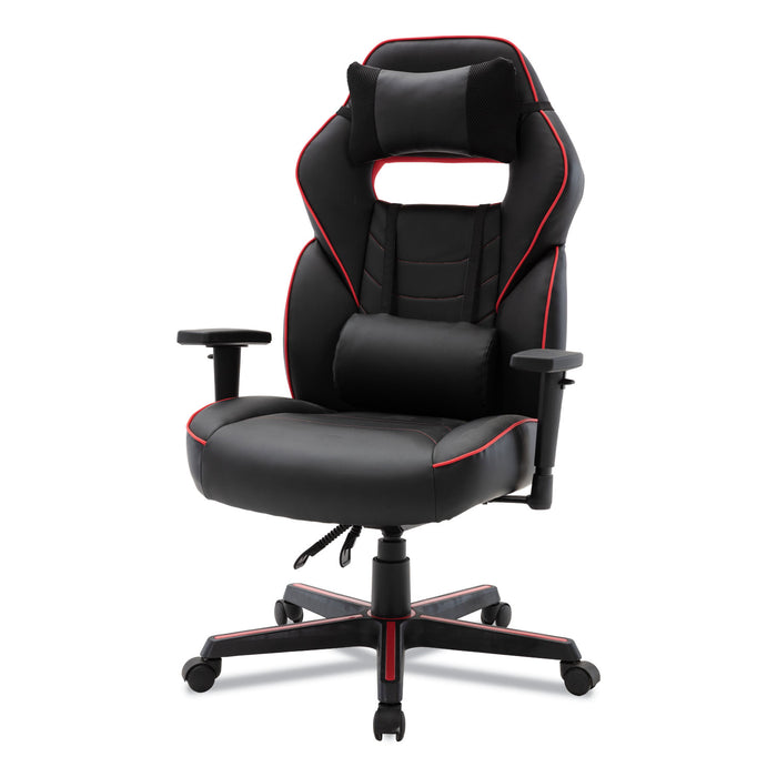 Racing Style Ergonomic Gaming Chair, Supports 275 lb, 15.91" to 19.8" Seat Height, Black/Red Trim Seat/Back, Black/Red Base